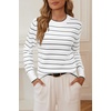 image:imageArachampCloz Womens Soft Knit Sweater Fall Dressy Casual Pullover TopsStriped White Black