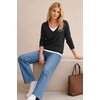 image:imageArachampCloz Womens Wool Blend 2 in 1 Patchwork V Neck Casual Sweater TopsBlack