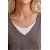 image:imageArachampCloz Womens Wool Blend 2 in 1 Patchwork V Neck Casual Sweater TopsCoffee