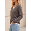 image:imageArachampCloz Womens Wool Blend 2 in 1 Patchwork V Neck Casual Sweater TopsCoffee