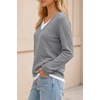 image:imageArachampCloz Womens Wool Blend 2 in 1 Patchwork V Neck Casual Sweater TopsHeather Gray