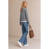 image:imageArachampCloz Womens Wool Blend 2 in 1 Patchwork V Neck Casual Sweater TopsHeather Gray