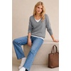 image:imageArachampCloz Womens Wool Blend 2 in 1 Patchwork V Neck Casual Sweater TopsHeather Gray