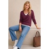 image:imageArachampCloz Womens Wool Blend 2 in 1 Patchwork V Neck Casual Sweater TopsWine Red