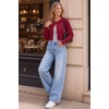 image:imageArachampCloz Womens Wool Blend Cropped Crewneck Fall Work Cardigan Sweaters  Lightweight Bolero Shrugs Button Front Long Sleeve Regular Fit Business Casual Outfits Formal PartyBurgundy