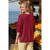 image:imageArachampCloz Womens Wool Blend Elbow Sleeve Summer Oversized Casual SweaterBurgundy