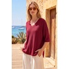 image:imageArachampCloz Womens Wool Blend Elbow Sleeve Summer Oversized Casual SweaterBurgundy