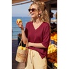 image:imageArachampCloz Womens Wool Blend Elbow Sleeve Summer Oversized Casual SweaterBurgundy
