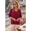image:imageArachampCloz Womens Wool Blend Elbow Sleeve Summer Oversized Casual SweaterBurgundy