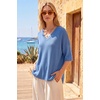 image:imageArachampCloz Womens Wool Blend Elbow Sleeve Summer Oversized Casual SweaterHaze Blue