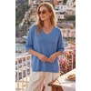 image:imageArachampCloz Womens Wool Blend Elbow Sleeve Summer Oversized Casual SweaterHaze Blue