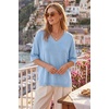 image:imageArachampCloz Womens Wool Blend Elbow Sleeve Summer Oversized Casual SweaterLight Blue