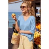 image:imageArachampCloz Womens Wool Blend Elbow Sleeve Summer Oversized Casual SweaterLight Blue