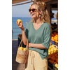 image:imageArachampCloz Womens Wool Blend Elbow Sleeve Summer Oversized Casual SweaterSage Green