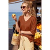 image:imageArachampCloz Womens Wool Blend Elbow Sleeve Summer Oversized Casual SweaterTerracotta