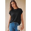 image:imageArachampCloz Womens Wool Blend Oversized Cap Sleeve Summer Casual Sweater  Short Sleeve Sweater Stretchy amp Lightweight Capsule Wardrobe Teacher Outfits Business Casual Tops Solo amp Layer OutfitsBlack