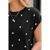 image:imageArachampCloz Womens Wool Blend Oversized Cap Sleeve Summer Casual Sweater  Short Sleeve Sweater Stretchy amp Lightweight Capsule Wardrobe Teacher Outfits Business Casual Tops Solo amp Layer OutfitsPolka Dotblack