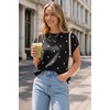image:imageArachampCloz Womens Wool Blend Oversized Cap Sleeve Summer Casual Sweater  Short Sleeve Sweater Stretchy amp Lightweight Capsule Wardrobe Teacher Outfits Business Casual Tops Solo amp Layer OutfitsPolka Dotblack