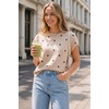 image:imageArachampCloz Womens Wool Blend Oversized Cap Sleeve Summer Casual Sweater  Short Sleeve Sweater Stretchy amp Lightweight Capsule Wardrobe Teacher Outfits Business Casual Tops Solo amp Layer OutfitsPolka Dotkhaki