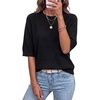 image:imageArachampCloz Womens Cashmere Wool Blend Elbow Sleeve Sweater Relaxed Fit Top  Lightweighamp34 Sleeve Tops Half Sleeve Relaxed Fit Knit Top Business Casual LuxuryampDaily Wardrobe Summer Fall 2026Black
