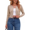 image:imageArachampCloz Womens Wool Blend Cropped Crewneck Fall Work Cardigan Sweaters  Lightweight Bolero Shrugs Button Front Long Sleeve Regular Fit Business Casual Outfits Formal PartyOatmeal