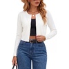 image:imageArachampCloz Womens Wool Blend Cropped Crewneck Fall Work Cardigan Sweaters  Lightweight Bolero Shrugs Button Front Long Sleeve Regular Fit Business Casual Outfits Formal PartyWhite