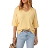image:imageArachampCloz Womens Wool Blend Elbow Sleeve Summer Oversized Casual SweaterCream Yellow