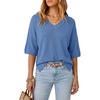 image:imageArachampCloz Womens Wool Blend Elbow Sleeve Summer Oversized Casual SweaterHaze Blue