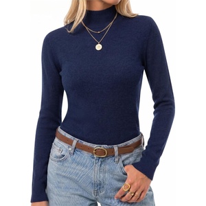 image:imageArachampCloz Womens 100 Merino Wool Slim Fit Mock Neck Sweaters Basic Fall  Luxury FabricampMachine Washable LightweightampEasy Care Natural Warmth Work Essential Business Casual Fall Winter 2026Navy Blue