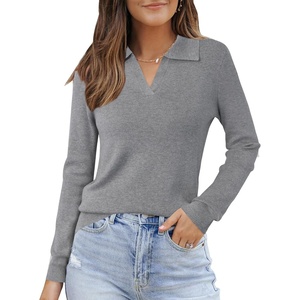 image:imageArachampCloz Womens Wool Blend Collared Polo Shirts Business Casual Sweater  Polo Shirts Women Stretchy amp Lightweight Cashmere Regular Fit Teacher Outfits Business Casual Tops Capsule WardrobeDark Gray