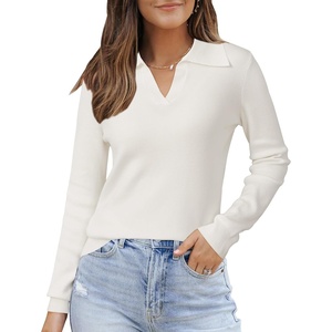 image:imageArachampCloz Womens Wool Blend Collared Polo Shirts Business Casual Sweater  Polo Shirts Women Stretchy amp Lightweight Cashmere Regular Fit Teacher Outfits Business Casual Tops Capsule WardrobeOffwhite