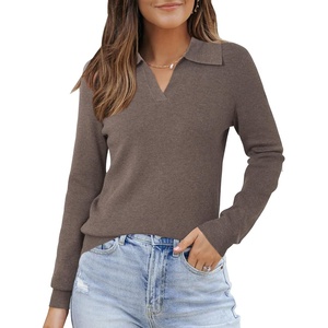 image:imageArachampCloz Womens Wool Blend Collared Polo Shirts Business Casual Sweater  Polo Shirts Women Stretchy amp Lightweight Cashmere Regular Fit Teacher Outfits Business Casual Tops Capsule WardrobeCoffee