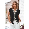 image:imageArachampCloz Summer Sweater Vest Women Spring Cap Sleeve V Neck Striped Button Casual Cardigan Sweater Knit Tank Tops 2025Blackwhite