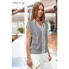 image:imageArachampCloz Summer Sweater Vest Women Spring Cap Sleeve V Neck Striped Button Casual Cardigan Sweater Knit Tank Tops 2025Greywhite