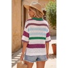 image:imageArachampCloz Womens Linen Blend Oversized Hollow Out Summer Vacation Tops  Lightweight amp Breathable Short Sleeves Crochet Knit Boho Tops Solid amp Striped Loose Fit Beach Cover Ups Cruise OutfitsStriped Green White
