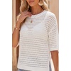 image:imageArachampCloz Womens Linen Blend Oversized Hollow Out Summer Vacation Tops  Lightweight amp Breathable Short Sleeves Crochet Knit Boho Tops Solid amp Striped Loose Fit Beach Cover Ups Cruise OutfitsWhite