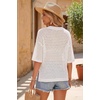 image:imageArachampCloz Womens Linen Blend Oversized Hollow Out Summer Vacation Tops  Lightweight amp Breathable Short Sleeves Crochet Knit Boho Tops Solid amp Striped Loose Fit Beach Cover Ups Cruise OutfitsWhite