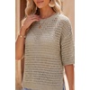 image:imageArachampCloz Womens Linen Blend Oversized Hollow Out Summer Vacation Tops  Lightweight amp Breathable Short Sleeves Crochet Knit Boho Tops Solid amp Striped Loose Fit Beach Cover Ups Cruise OutfitsApricot