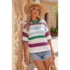 image:imageArachampCloz Womens Linen Blend Oversized Hollow Out Summer Vacation Tops  Lightweight amp Breathable Short Sleeves Crochet Knit Boho Tops Solid amp Striped Loose Fit Beach Cover Ups Cruise OutfitsStriped Green White
