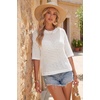 image:imageArachampCloz Womens Linen Blend Oversized Hollow Out Summer Vacation Tops  Lightweight amp Breathable Short Sleeves Crochet Knit Boho Tops Solid amp Striped Loose Fit Beach Cover Ups Cruise OutfitsWhite