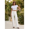 image:imageArachampCloz Womens Lyocell Blend Adjustable Waist Fall Wide Leg Jeans  Lyocell Blend Stretchy Denim Adjustable Button Waist High Waist Baggy Straight Wide Leg Jeans Trendy Casual Workwear 2026White
