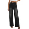 image:imageArachampCloz Womens Lyocell Blend Adjustable Waist Fall Wide Leg Jeans  Lyocell Blend Stretchy Denim Adjustable Button Waist High Waist Baggy Straight Wide Leg Jeans Trendy Casual Workwear 2026Black
