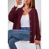 image:imageArachampCloz Womens Wool Blend Gold Button Fall Fashion Casual Cardigan  Lightweight Breathable SweaterWool BlendCrew NeckLong SleeveBusiness CasualFall Outfits for WomenFigurefriendlyWine
