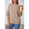 image:imageArachampCloz Womens Wool Blend Gold Button Fall Fashion Casual Cardigan  Lightweight Breathable SweaterWool BlendCrew NeckLong SleeveBusiness CasualFall Outfits for WomenFigurefriendlyDark Apricot