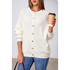 image:imageArachampCloz Womens Wool Blend Gold Button Fall Fashion Casual Cardigan  Lightweight Breathable SweaterWool BlendCrew NeckLong SleeveBusiness CasualFall Outfits for WomenFigurefriendlyOffwhite