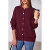 image:imageArachampCloz Womens Wool Blend Gold Button Fall Fashion Casual Cardigan  Lightweight Breathable SweaterWool BlendCrew NeckLong SleeveBusiness CasualFall Outfits for WomenFigurefriendlyWine