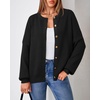 image:imageArachampCloz Womens Wool Blend Gold Button Fall Fashion Casual Cardigan  Lightweight Breathable SweaterWool BlendCrew NeckLong SleeveBusiness CasualFall Outfits for WomenFigurefriendlyBlack