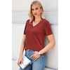 image:imageArachampCloz Womens Wool Blend Short Sleeve Summer Business Casual Sweater  LightweightampSoft Fabric Breathable Top VNeck Regular Fit Office Wear Teacher Outfits Fall Capsule Wardrobe 2026Brick Red