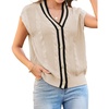 image:imageArachampCloz Summer Sweater Vest Women Spring Cap Sleeve V Neck Striped Button Casual Cardigan Sweater Knit Tank Tops 2025Apricotblack