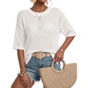 image:imageArachampCloz Womens Linen Blend Oversized Hollow Out Summer Vacation Tops  Lightweight amp Breathable Short Sleeves Crochet Knit Boho Tops Solid amp Striped Loose Fit Beach Cover Ups Cruise OutfitsWhite